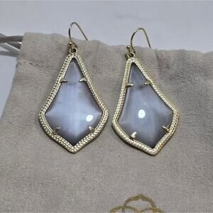 KENDRA SCOTT Alex Earrings In Slate Grey Cat's Eye and Gold‎